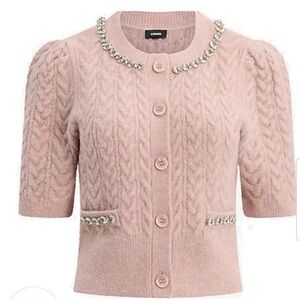 Express Pink Cardigan with Embellished Trim